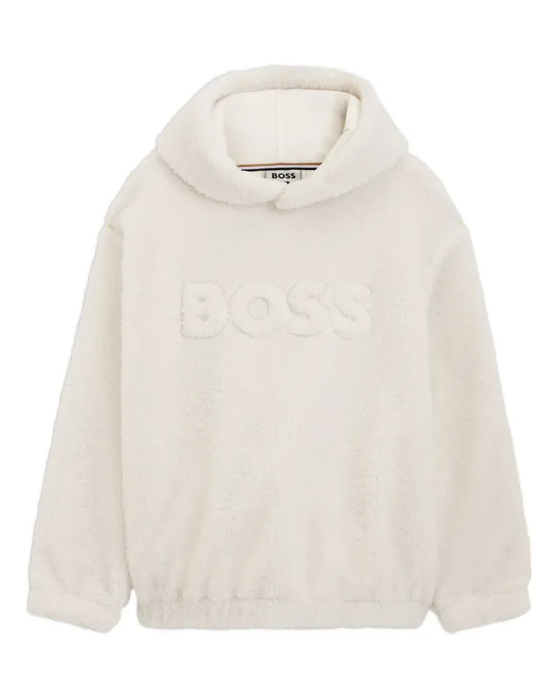 HUGO BOSS Hoodie aus Teddy-Fleece mit Logo-Prägung - Nude Nude