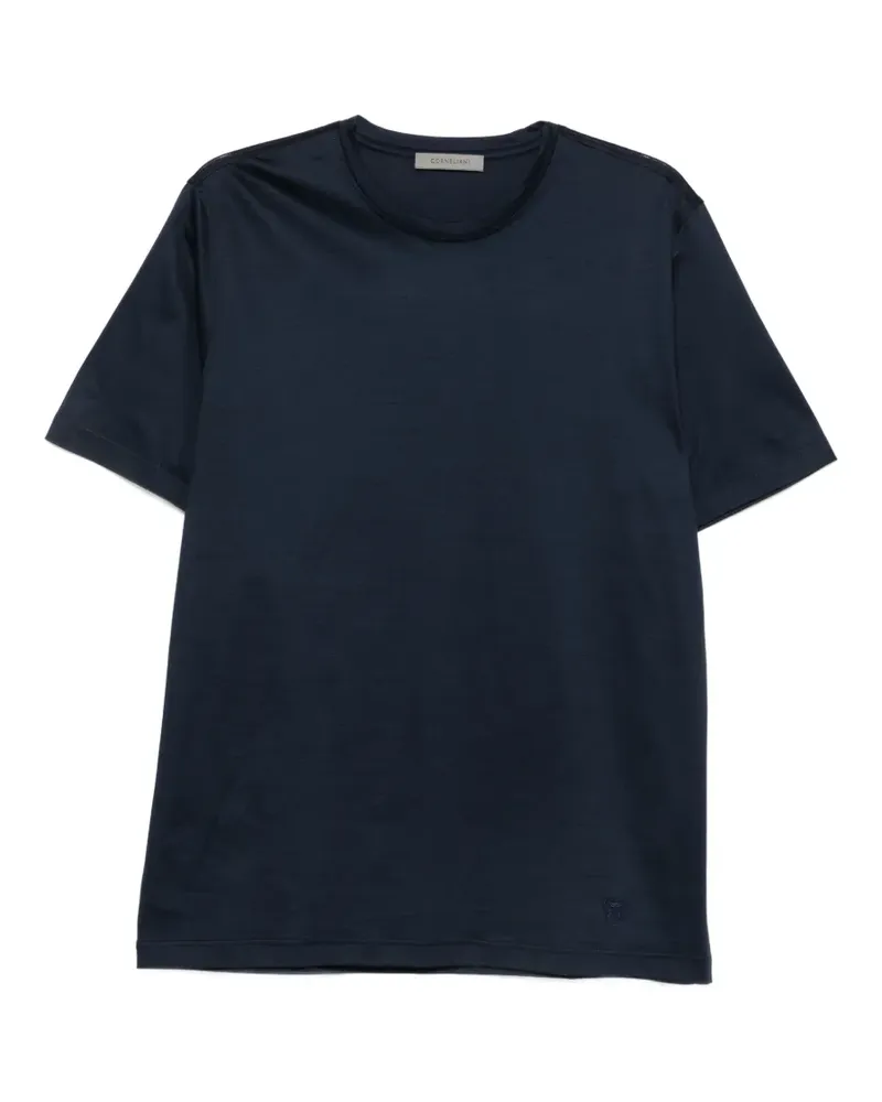 Corneliani logo-embroidered T-shirt - Blau Blau