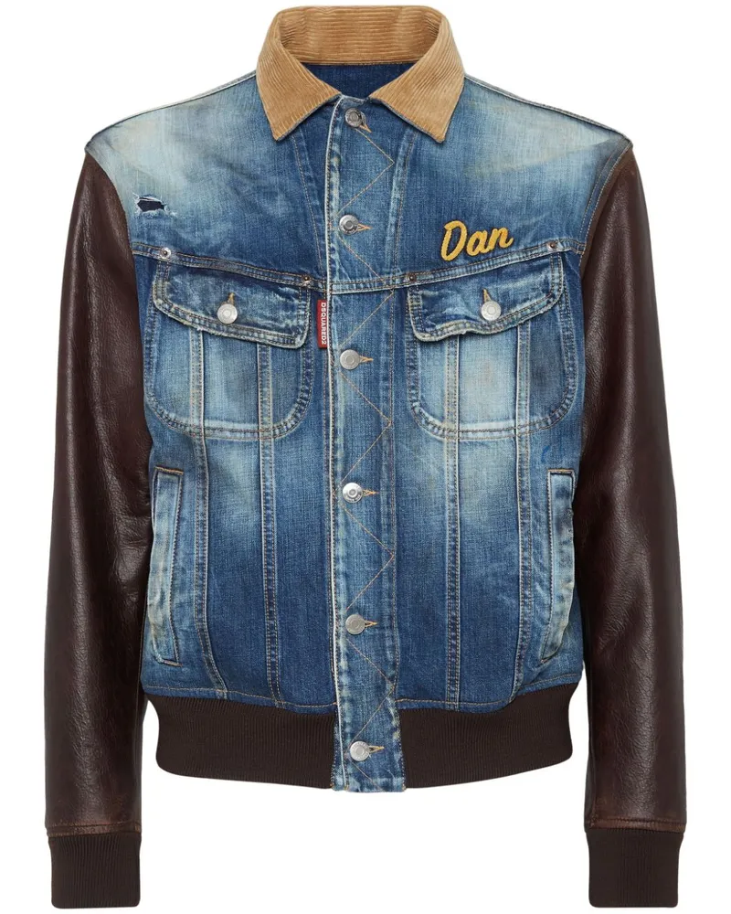 Dsquared2 Jeansjacke im Materialmix - Blau Blau