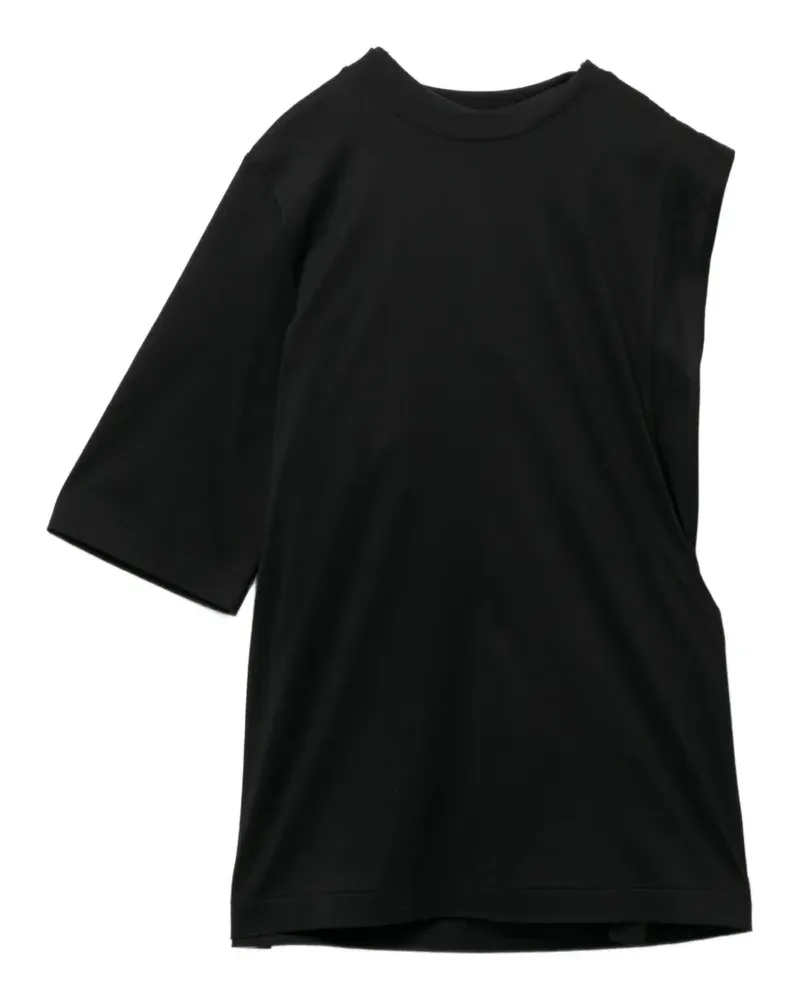 Toga Asymmetrisches T-Shirt - Schwarz Schwarz