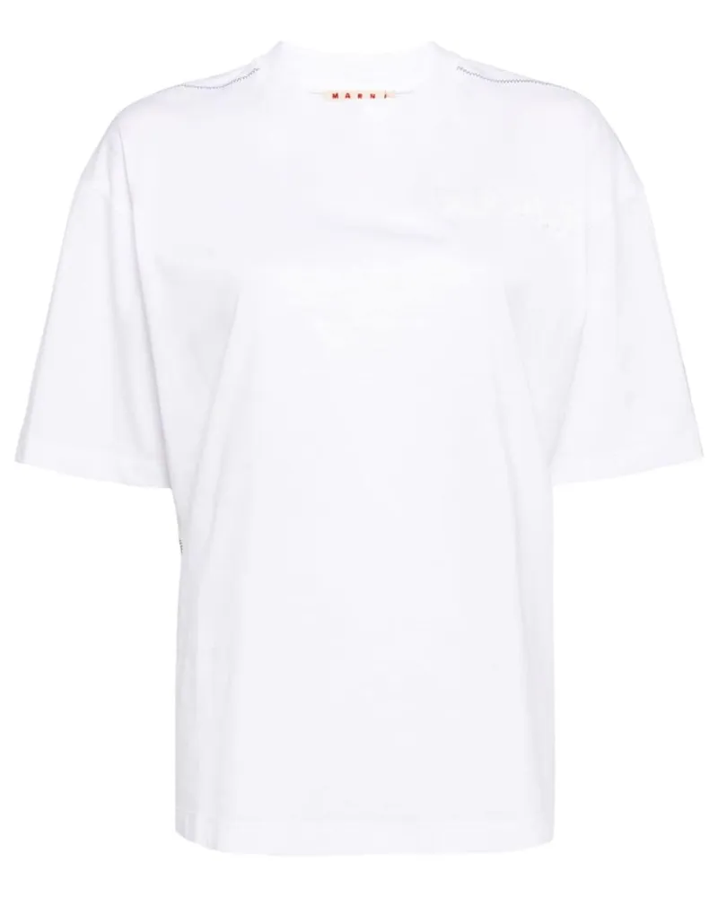 Marni T-Shirt mit Logo-Prägung Weiß