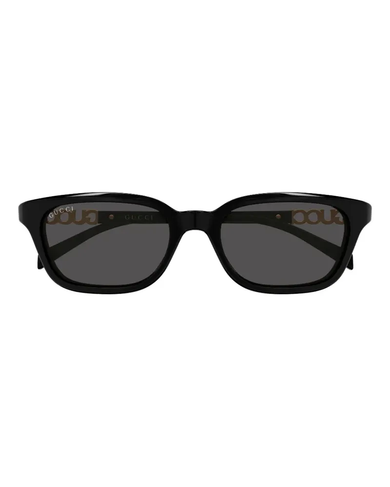 Gucci Eckige Sonnenbrille mit Logo-Schild - Schwarz Schwarz