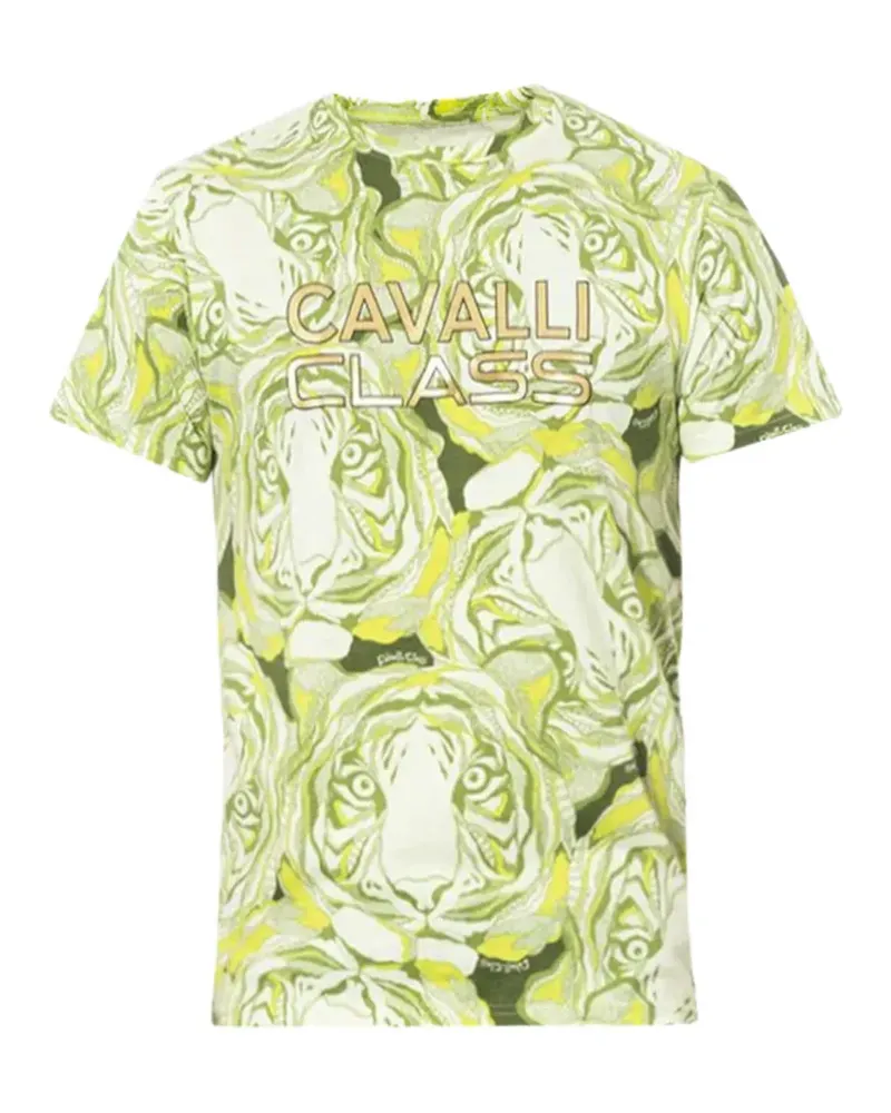Roberto Cavalli T-Shirt mit Tiger-Print - Grün Grün