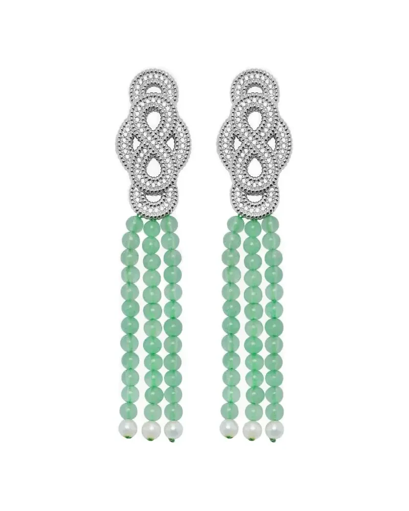 Shanghai Tang Infinite Knot beaded earrings - Silber Silber