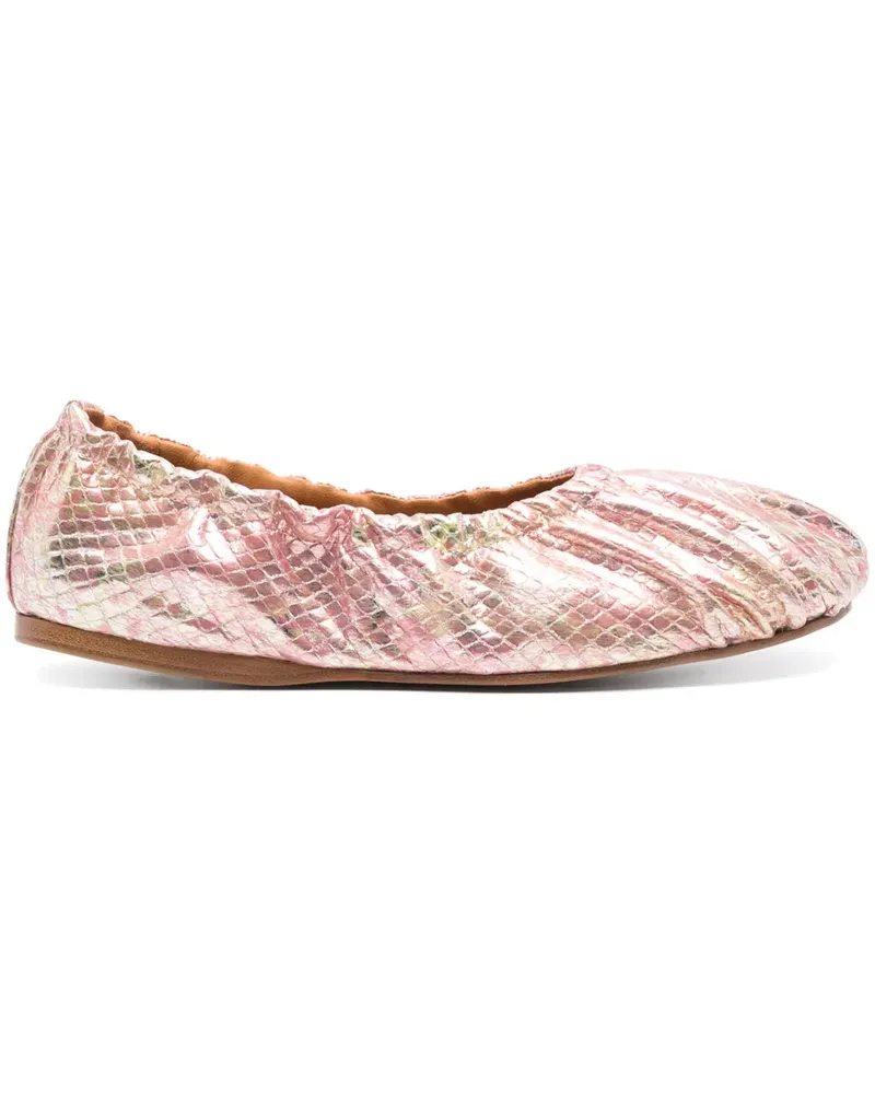 forte_forte Laminierte Ballerinas mit Schlangen-Print - Rosa Rosa