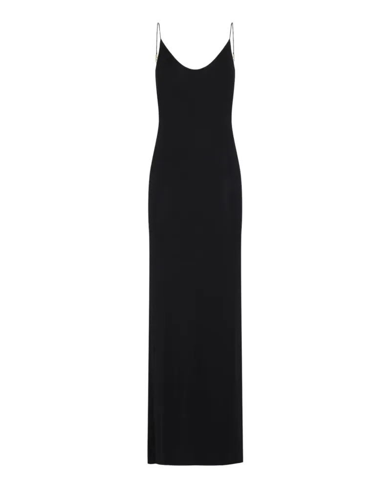 Saint Laurent Rückenfreies Cassandre Strickkleid mit Kette - Schwarz Schwarz