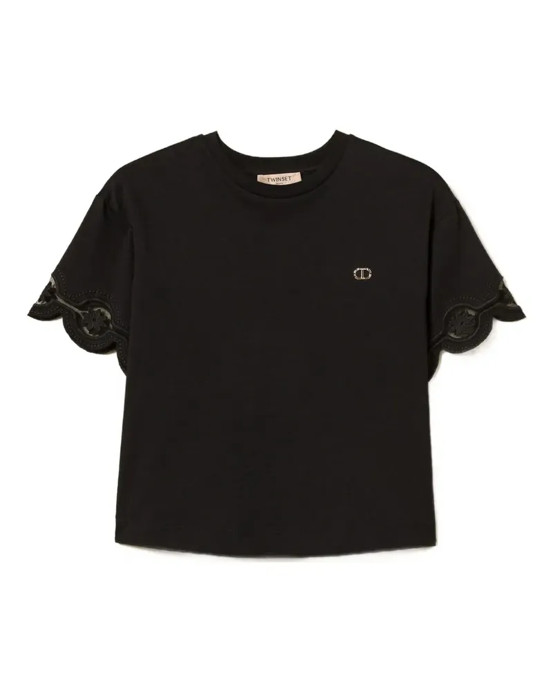 Twin-Set T-Shirt mit gewellter Spitze - Blau Blau