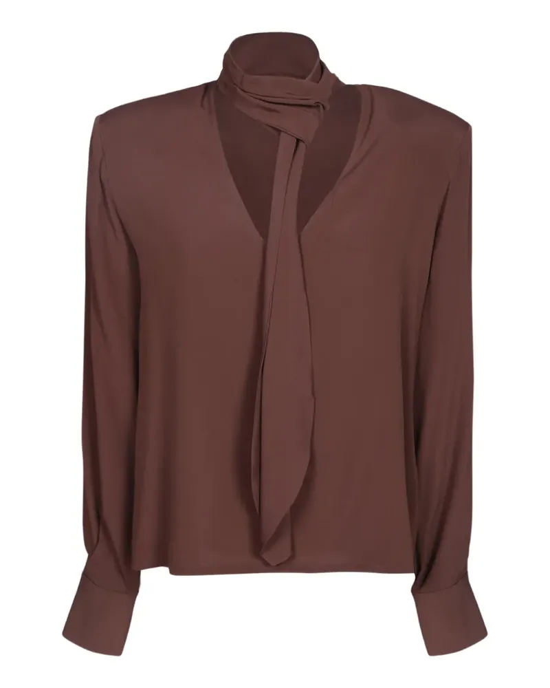 Federica Tosi Bluse mit Schleifenkragen - Braun Braun