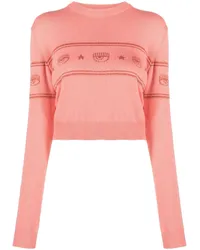 Chiara Ferragni Intarsien-Pullover mit Logo Rosa