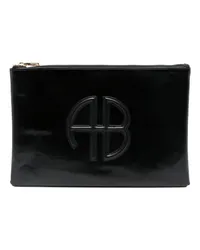 Anine Bing Clutch mit Logo-Patch Schwarz