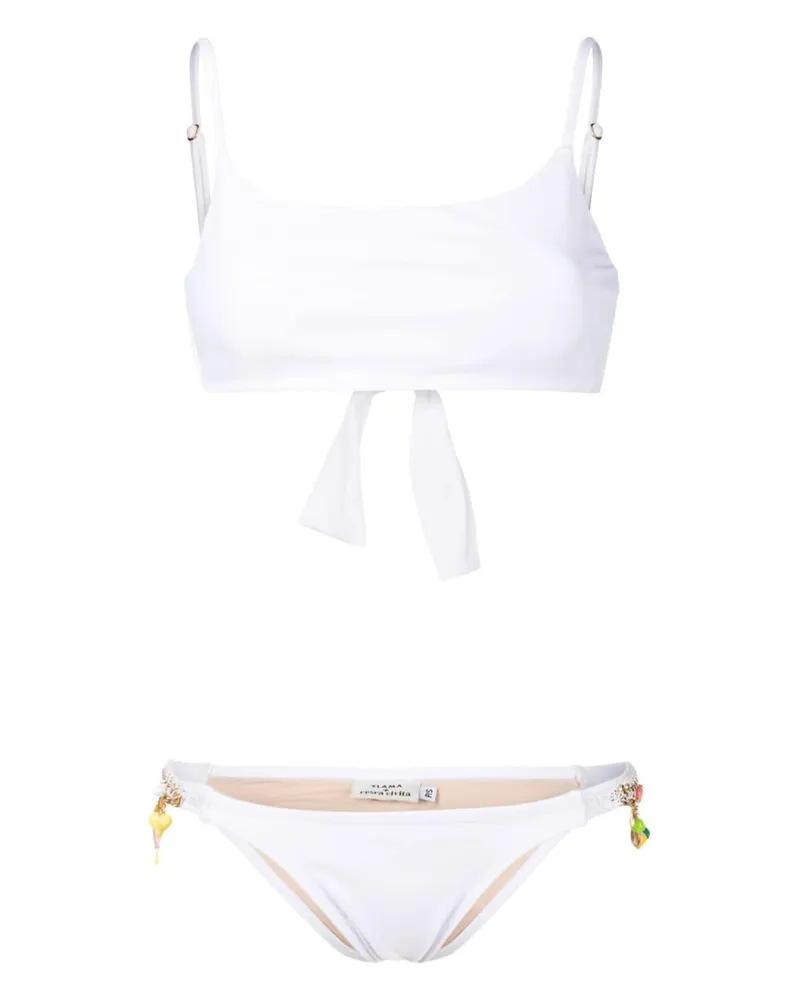 Amir Slama Bikini mit Perlen - Weiß Weiß