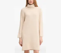 Geripptes Midikleid mit Rollkragen - Nude