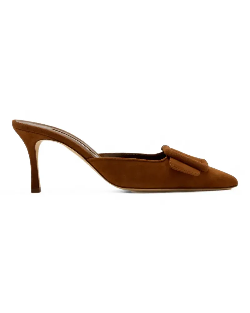 Manolo Blahnik Maysale buckle-detail suede mules - Braun Braun
