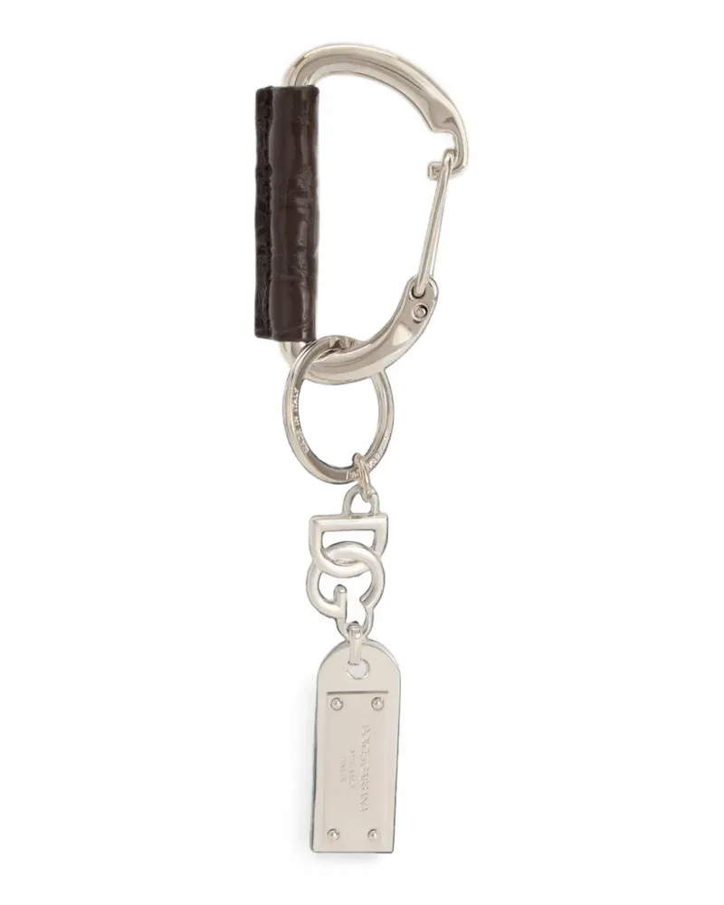 Dolce & Gabbana Schlüsselanhänger mit DG-Schild - Silber Silber