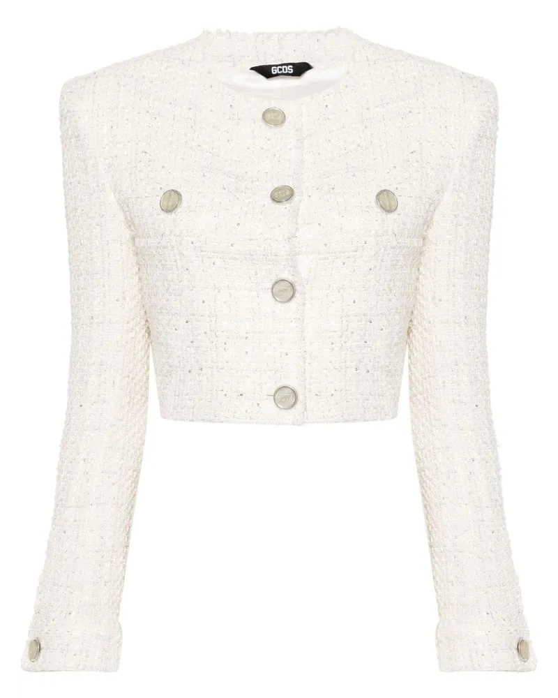 GCDS Cropped-Jacke aus Tweed - Weiß Weiß