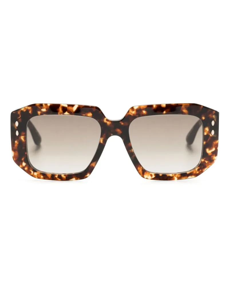 Isabel Marant Eckige Sonnenbrille mit Logo-Print Braun