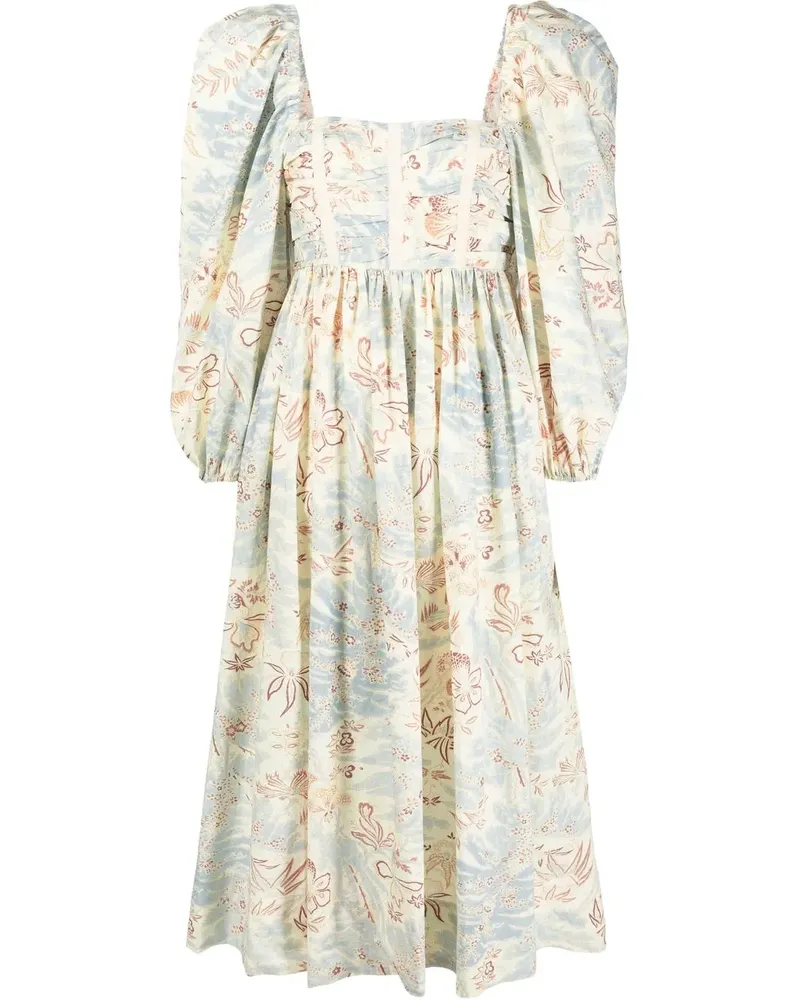 Ulla Johnson Midikleid mit grafischem Print - Blau Blau