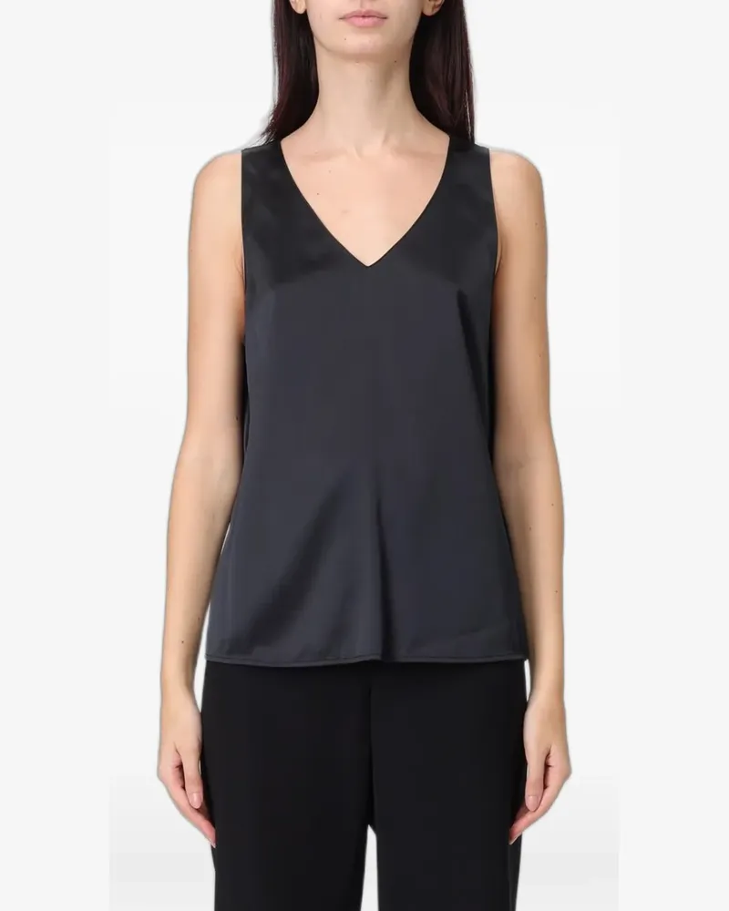 Emporio Armani V-neck satin tank top - Schwarz Schwarz