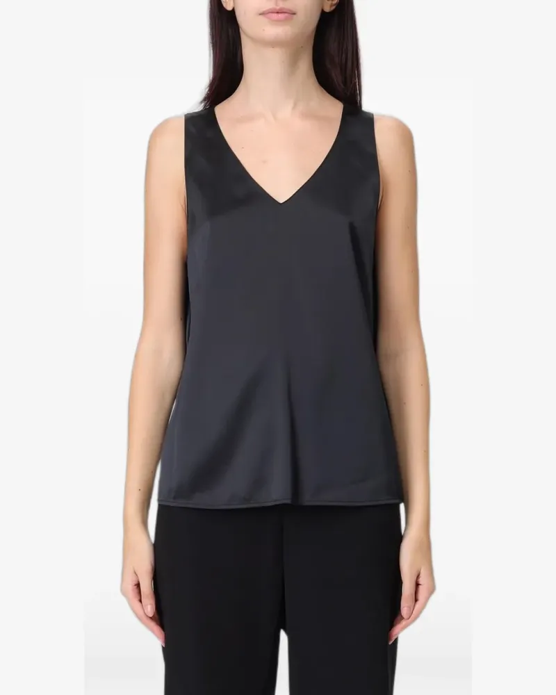 Emporio Armani Satintop mit V-Ausschnitt - Schwarz Schwarz