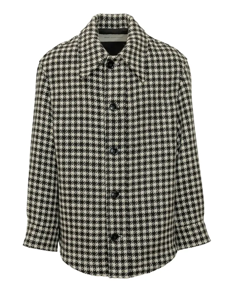 AMI Paris houndstooth-pattern buttoned overshirt - Schwarz Schwarz