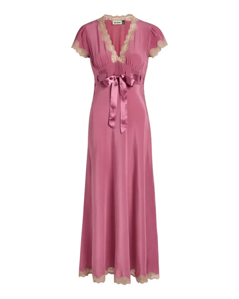 RIXO Marlice lace bow-detail midi dress - Rosa Rosa