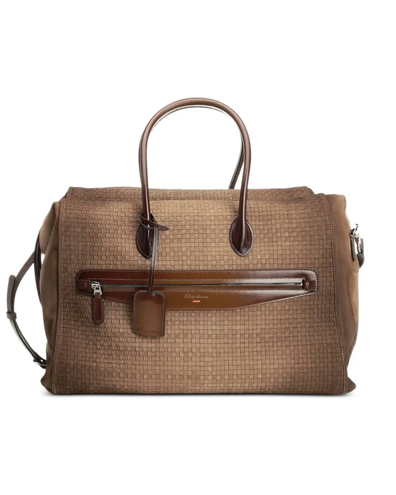Santoni woven-design holdall - Braun Braun