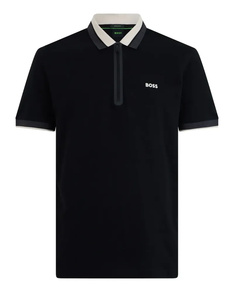 HUGO BOSS Poloshirt mit Reißverschluss - Schwarz Schwarz