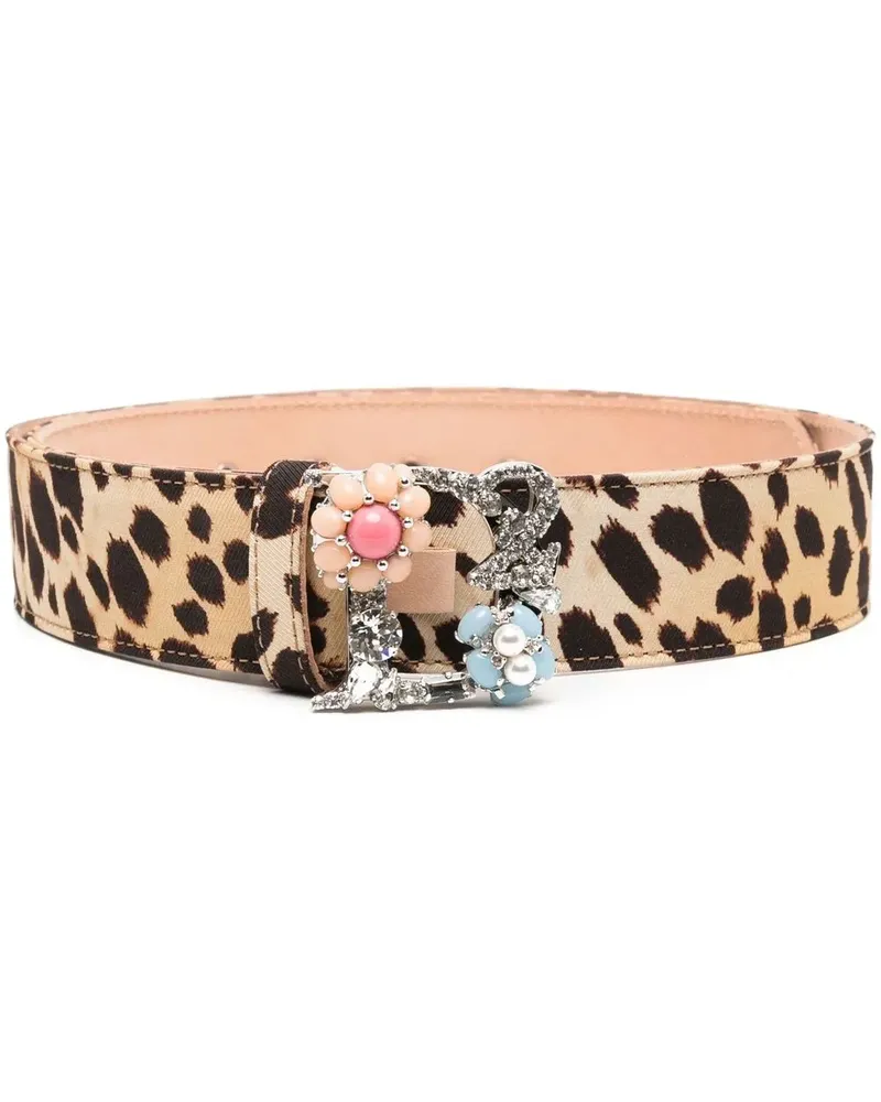 Dsquared2 embellished leopard-print belt - Nude Nude
