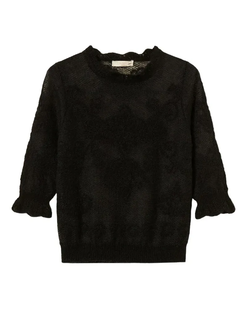 Twin-Set Pullover aus Jacquard-Alpakagemisch - Schwarz Schwarz