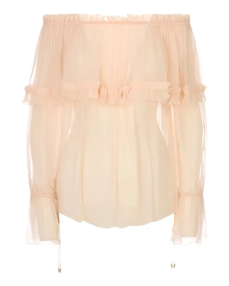 Chloé ruffled off-shoulder blouse - Nude Nude