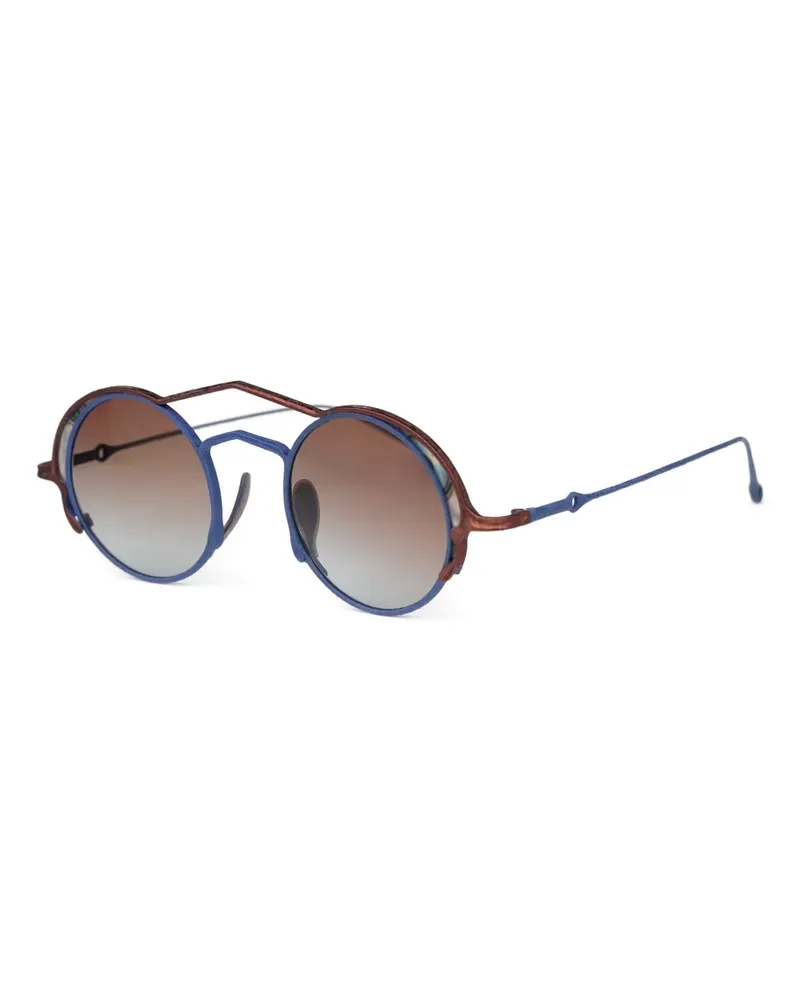 RIGARDS Runde Sonnenbrille mit Bronze-Detail - Blau Blau