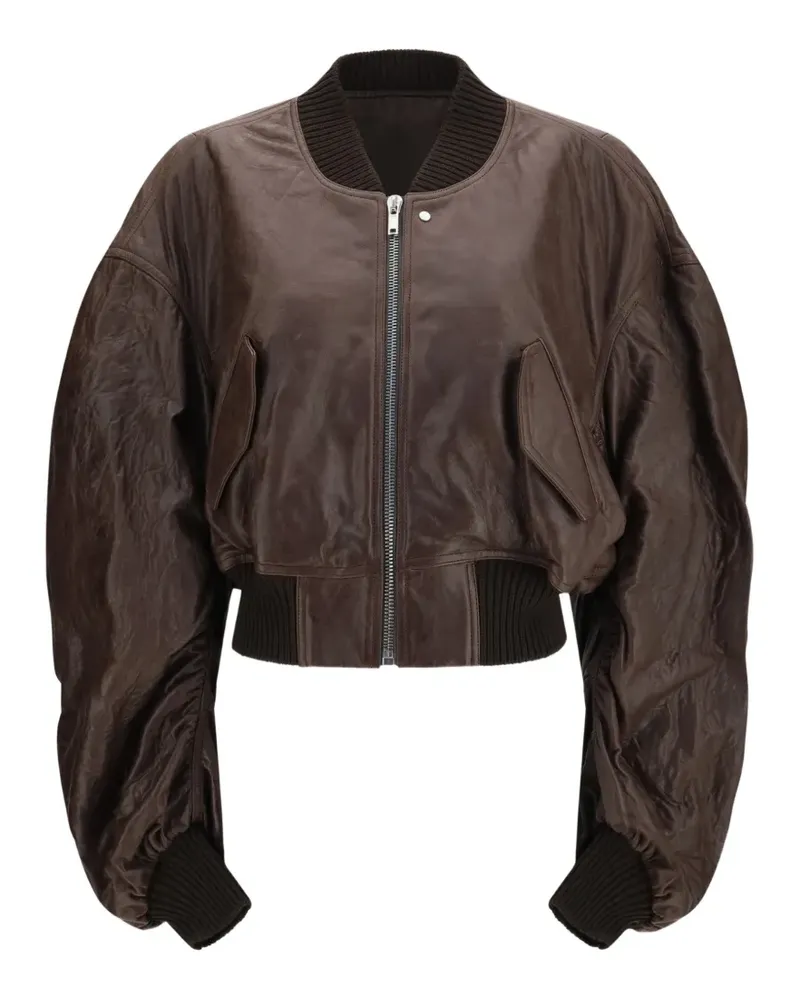 Rick Owens cropped leather jacket - Braun Braun