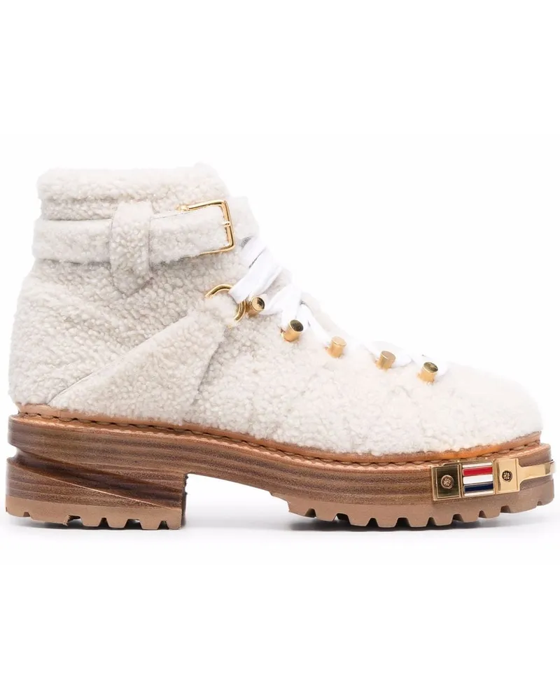 Thom Browne Shearling-Stiefeletten Weiß