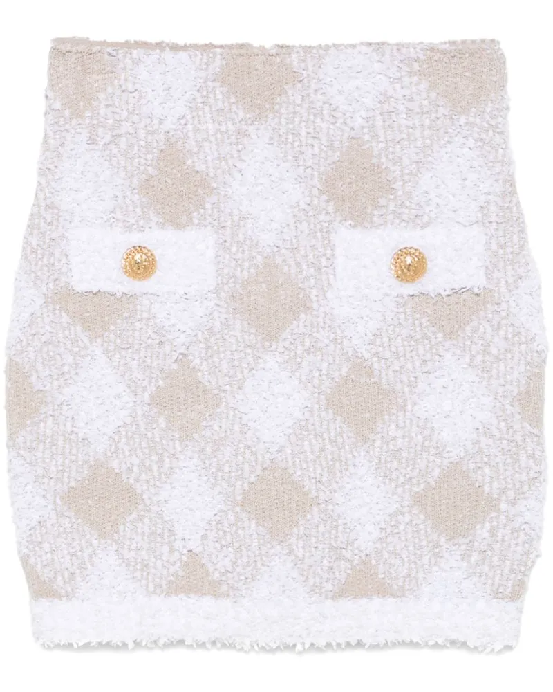 Balmain Minirock mit Argyle-Muster - Weiß Weiß