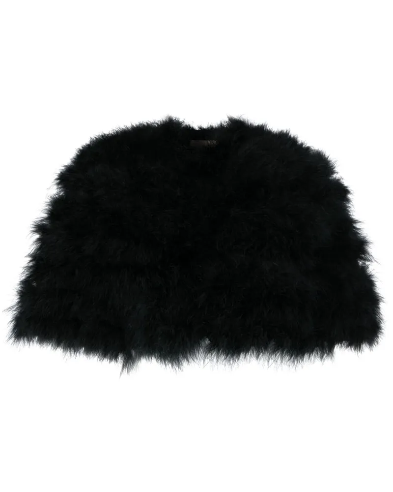 Twin-Set Cropped-Jacke mit Federn - Schwarz Schwarz