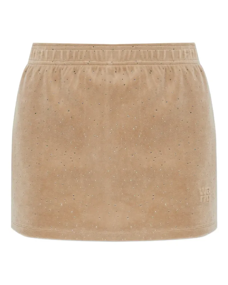 Alexander Wang rhinestone-embellished embossed-logo mini skirt - Nude Nude