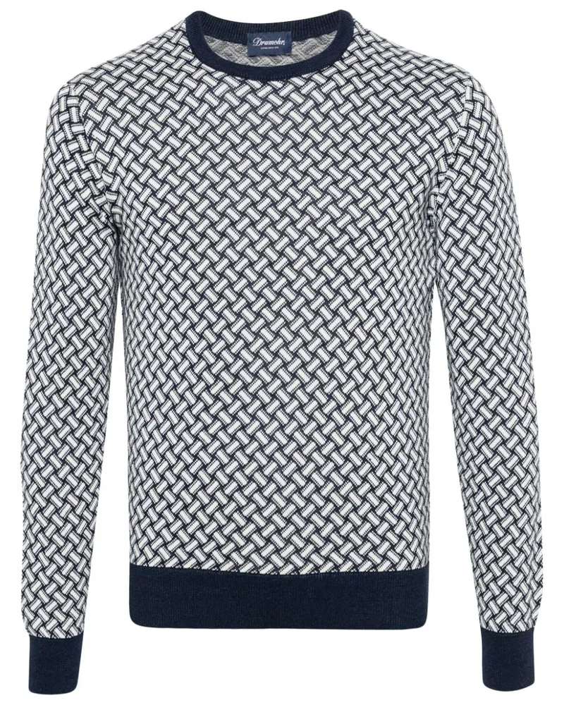Drumohr  Intarsien-Pullover mit Rundhalsausschnitt - Blau Blau