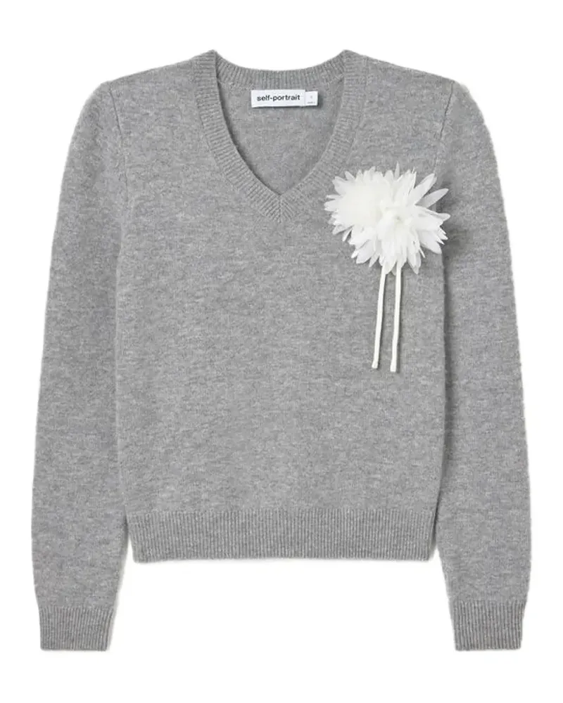 Self-Portrait Pullover mit Blumenprint - Grau Grau