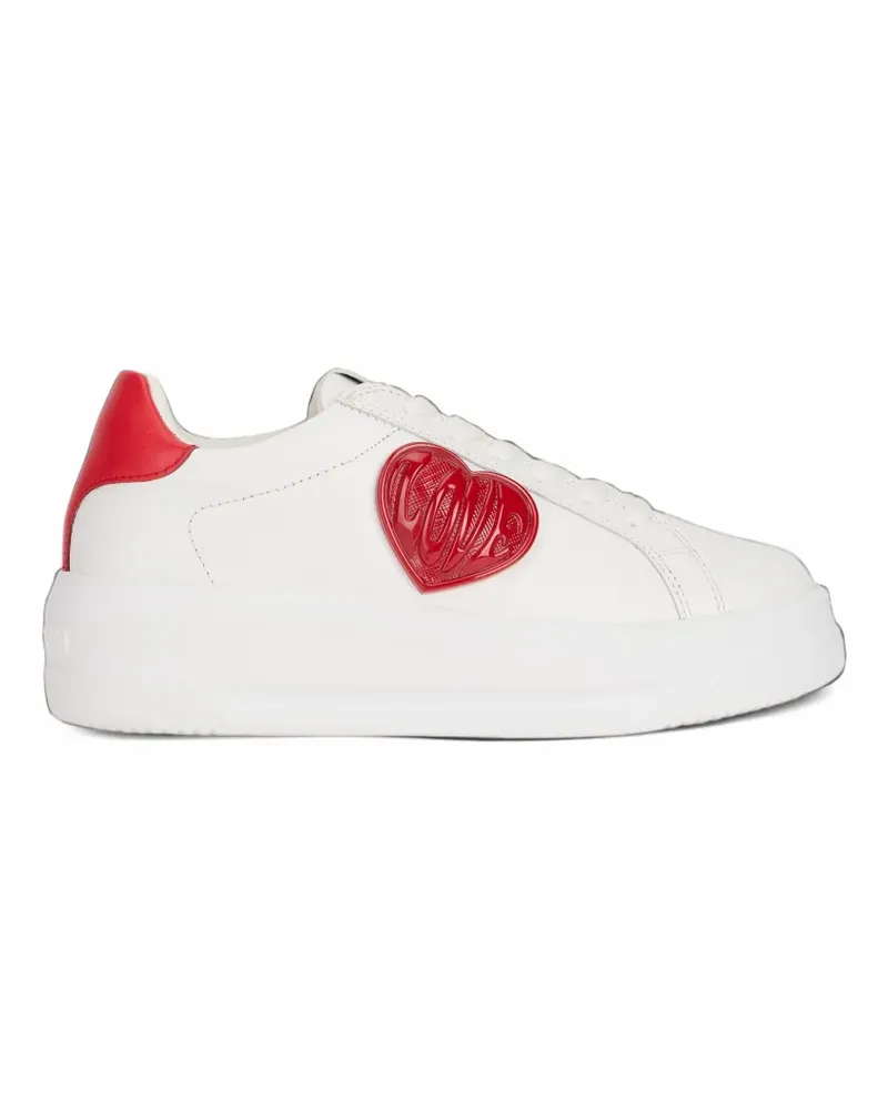 Moschino heart-patch leather sneakers - Weiß Weiß