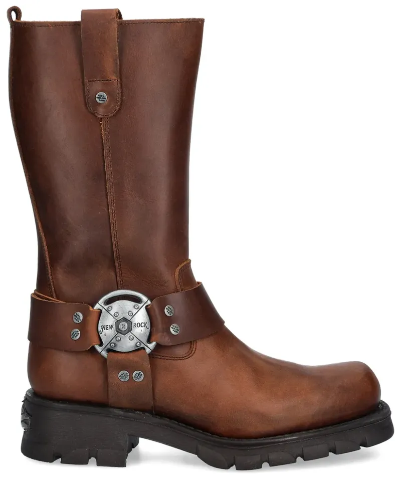 New Rock Bikerstiefel mit Schnalle - Braun Braun