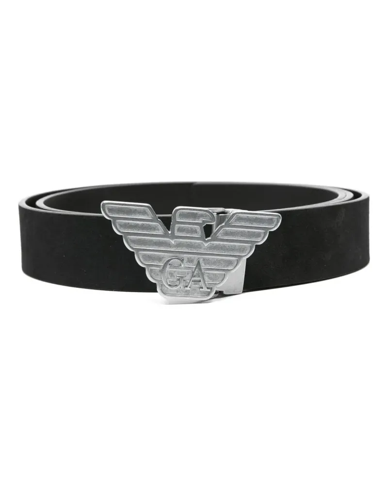 Emporio Armani eagle-buckle leather belt - Schwarz Schwarz