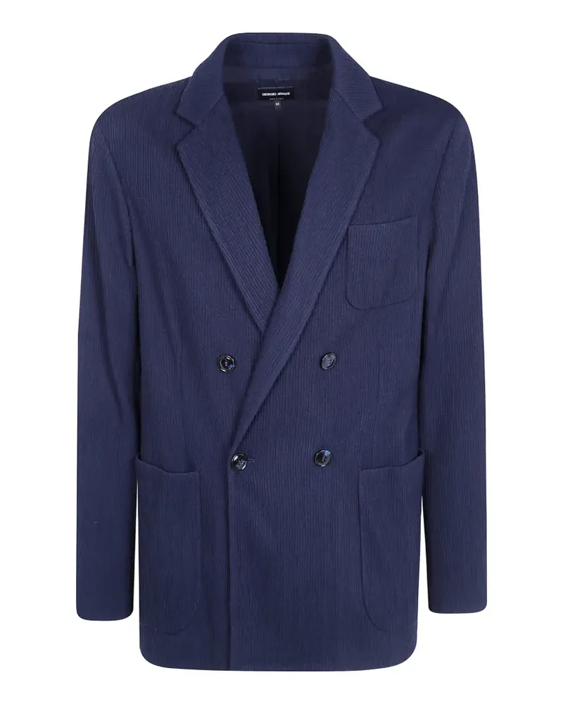 Giorgio Armani double-breasted ribbed blazer - Blau Blau