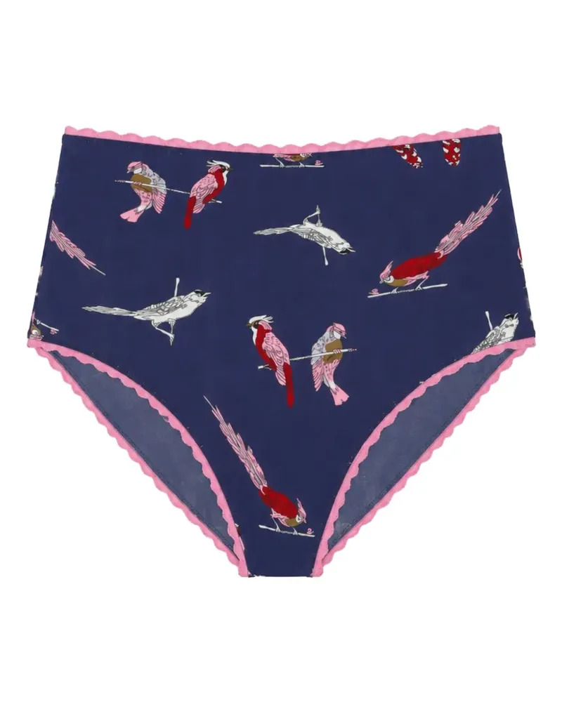 Laura Urbinati Slip mit Vogel-Print - Blau Blau