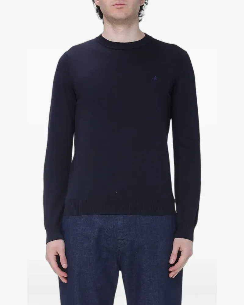 Brooksfield logo-embroidered crew-neck sweater - Blau Blau