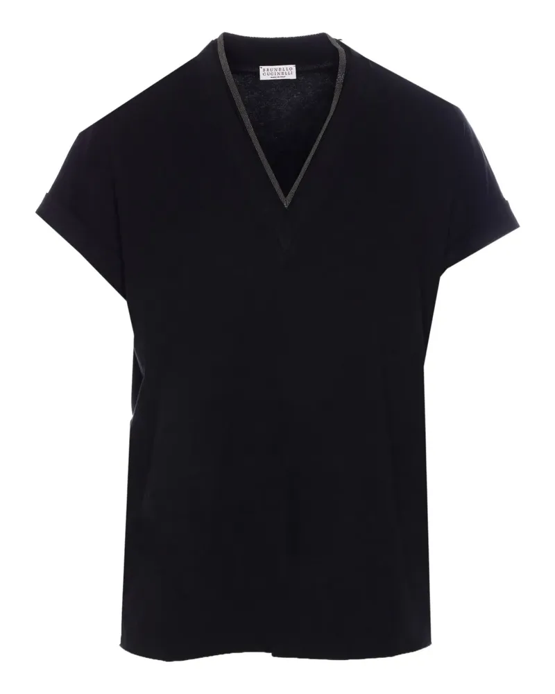 Brunello Cucinelli Metallic-Top - Schwarz Schwarz