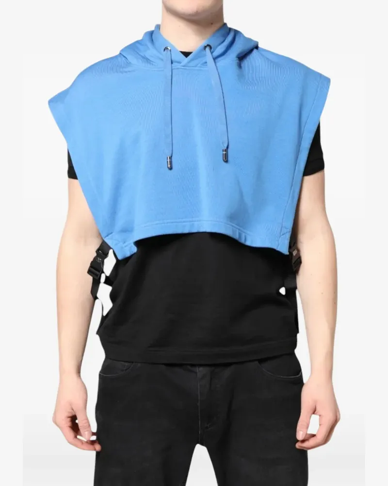 Dolce & Gabbana Cropped-Hoodie mit Logo-Patch - Blau Blau