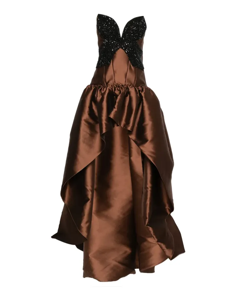 COSTARELLOS embellished strapless asymmetric dress - Braun Braun