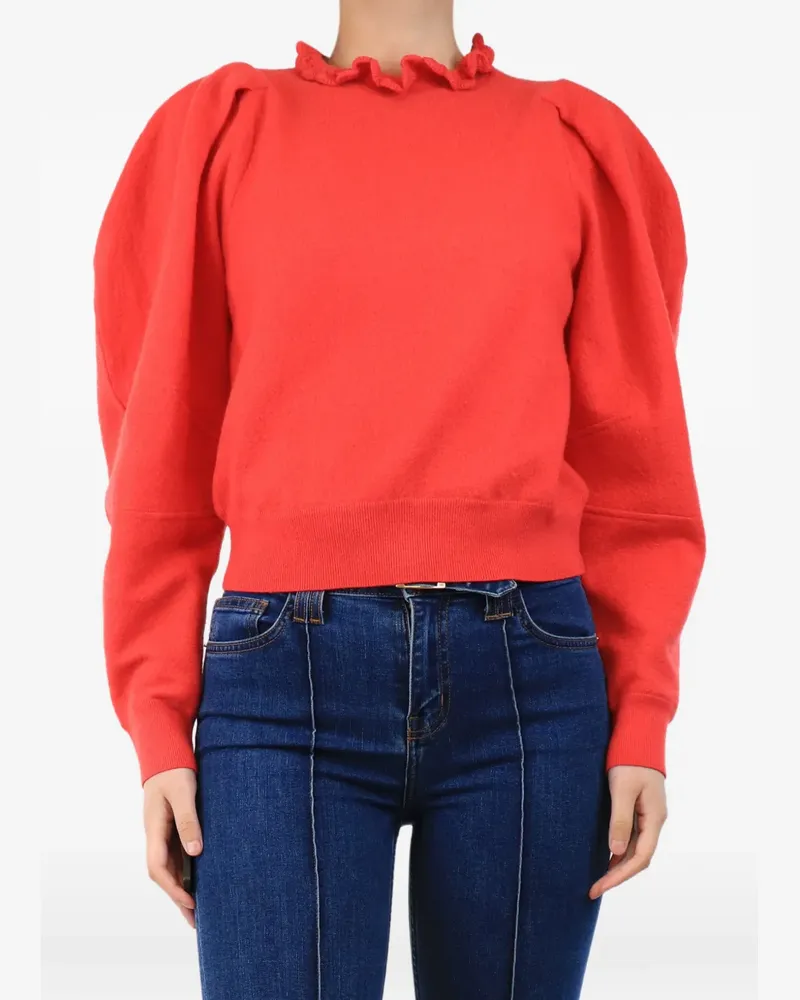 Ulla Johnson Pullover mit Puffärmeln und Rüschenkragen - Rot Rot