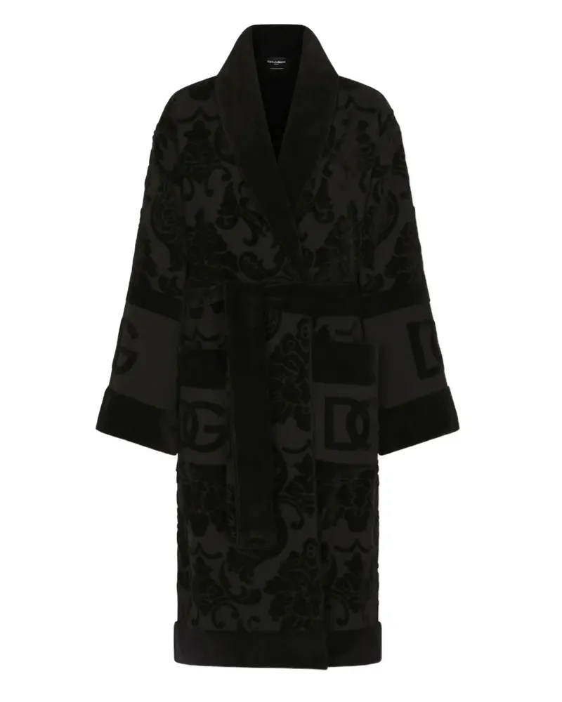 Dolce & Gabbana Casa Bademantel aus Monogramm-Jacquard - Schwarz Schwarz