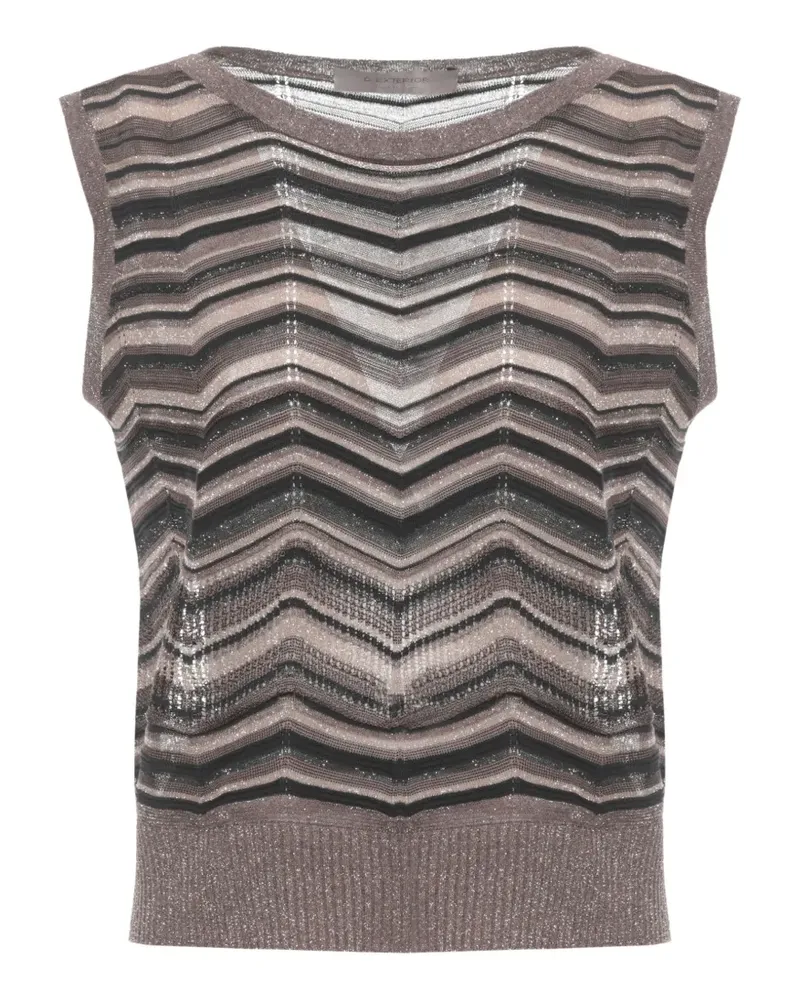 D.EXTERIOR chevron-knit sleeveless sweater - Braun Braun